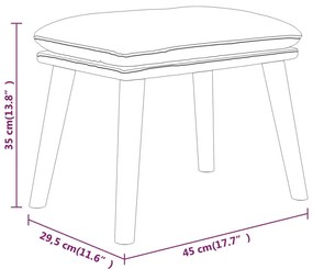 Apoio de pés 45x29,5x35 cm tecido cor creme