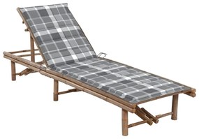 vidaXL Espreguiçadeira de jardim com almofadão bambu
