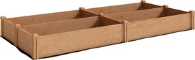 Outsunny Canteiro de Horta em Madeira Cama de Jardim Elevada 4 Zonas de Cultivo Fundo Aberto Montagem sem Ferramentas 234x109x25cm Castanho Claro | Aosom Portugal