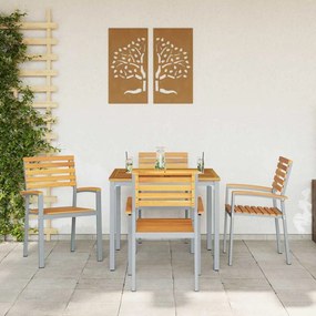 Conjunto de Jantar de Jardim com 5 Peças em Madeira Sólida de Acácia e