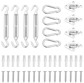 vidaXL 12 pcs conjunto acessórios p/ para-sol vela 12 aço inoxidável