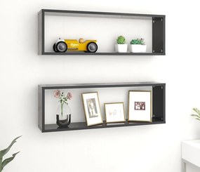 vidaXL Estantes de parede cúbicas 2pcs contrapl. 80x15x26,5cm cinzento
