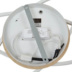 Plafon Branco com Madeira Incl. LED Regulável em 3 Níveis 2-Luzes - Kane