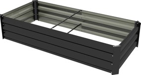 Floreira retangular 150L x 70l x 30H cm para horta ou jardim, em aço, com rebordo de segurança e fundo aberto, na cor preta