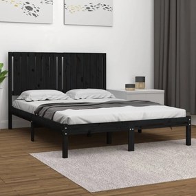 3104397 vidaXL Estrutura de cama 140x190 cm madeira de pinho maciça preto