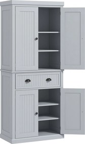 Armário de Cozinha, 76,2 x 40,2 x 183 cm, Prateleiras Ajustáveis, Cinzento