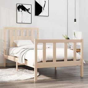 vidaXL Estrutura de cama solteiro 90x190 cm madeira maciça
