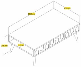 Mesa de Centro Lyon – Creme e Nogueira – 105x34,6x60 cm