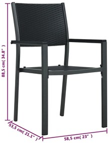 Cadeiras jardim 4 pcs plástico preto aspeto vime