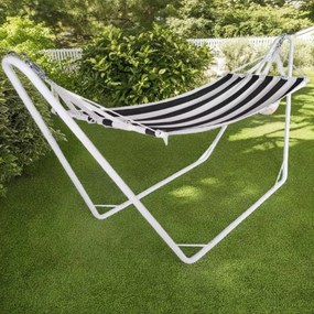 Rede de descanso jardim com armação metálica 200x80cm creme/preto