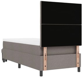 Cama Box Spring com Colchão &amp; Banco Taupe 90x190 cm Tecido