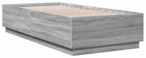 Estrutura cama 90x200 cm derivados de madeira cinzento sonoma