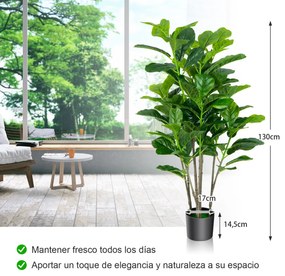 2 Figueiras Artificiais de 140 cm com Folhas de Abano Realísticas Decorativas para Interior Interior e Exterior Casa Escritorio
