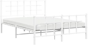 Estrutura de cama com cabeceira e pés 135x190 cm metal branco