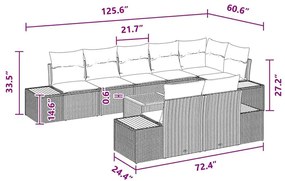 Conjunto de sofá de jardim com 9 peças e almofadas - Vime de poliéster
