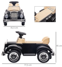 Carro Andador com Licença da Mercedes-Benz 300S com Armazenamento Volante Sistema Anti-Tombo  77,5x41,5x45 cm Preto