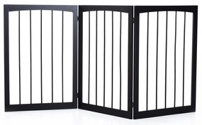 PawHut Barreira de Segurança Dobrável de 3 Painéis Portátil para Animais de Estimação 160x76 cm para Portas Escadas Corredores Marrom escuro