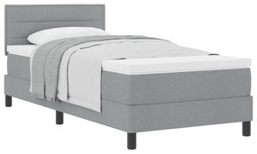 Cama Box Spring com Colchão Cinza Claro 90x200 cm Tecido