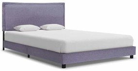 Estrutura de cama sem colchão 135x190 cm tecido cinzento-claro
