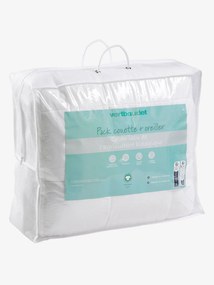Conjunto edredon leve + almofada, em algodão bio* branco