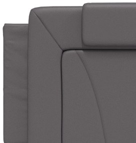 Cama com colchão 160x200 cm couro artificial cinzento