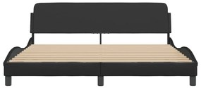 Estrutura de cama c/ cabeceira 180x200cm couro artificial preto