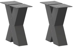 vidaXL Pés para mesa de centro em formato de X, 2 peças, antracite, 30x(30-31) cm, aço