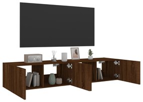 Móveis de parede para TV com luzes LED 2 pcs carvalho castanho