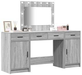 Conjunto de Toucador de 3 Peças com LED Cinza Sonoma Madeira Engenhari