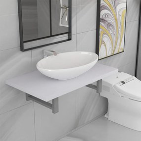 vidaXL Conjunto de móveis de casa banho 2 peças cerâmica branco