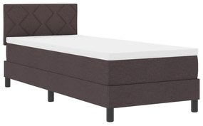 Cama Box Spring com Colchão Marrom Escuro 80x200 cm Tecido