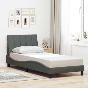 vidaXL Estrutura de cama sem colchão 90x190 cm tecido cinzento-escuro