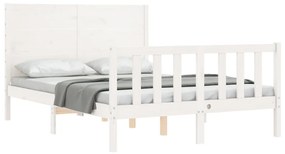Cama sem colchão 140x200 cm madeira de pinho maciça branco
