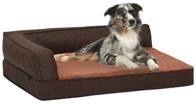 Cama para cães ergonómica 75x53cm aspeto linho pelúcia castanho