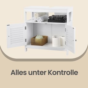 Armário de casa de banho para lavatório (NÃO INCLUIDO) com 2 portas de lâminas 30 x 60 x 60 cm Branco