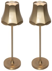 LED Conjunto de 2 Candeeiros de Mesa Retro Ouro Rosa Recarregáveis IP44 - Granny Retro