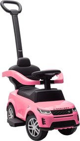 Carro Andador 2 em 1 para Crianças Land Rover Discovery com Buzina Pega de Empurrar e Barra Removíveis 84x40x94,5 cm Rosa