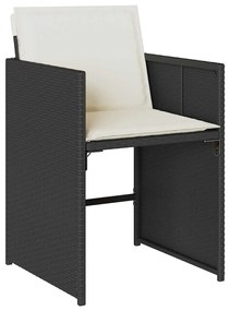 Conjunto de Jantar para Jardim com 5 Peças e Almofadas Preto Vime PE