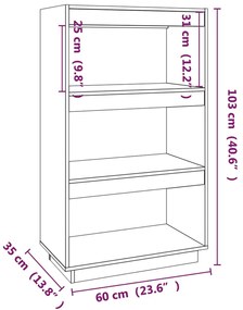 Estante/divisória 60x35x103 cm pinho maciço cinzento