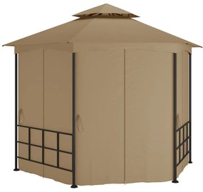 vidaXL Gazebo com paredes laterais 3,1x2,7 m cinzento-acastanhado