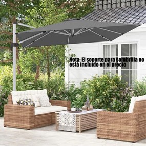 Guarda-sol quadrado de alumínio de 3 m com rotação de 360° e inclinação ajustável, resistente ao vento, para jardim, piscina, terraço Cinzento
