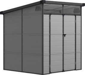 Outsunny Abrigo de Jardim 3,24 m² 190x191x215 cm com Porta de Correr e Trinco Janela e Ventilação para Armazenamento de Ferramentas Cinza Claro | Aosom Portugal