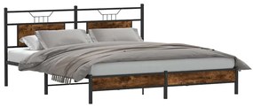 Estrutura de cama sem colchão 183x213 cm carvalho fumado