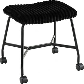 Conjunto de 2 Bancos com Rodas, 49 x 40,5 x 49 cm, Assento Acolchoado, Preto