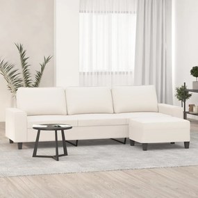 vidaXL Sofá de 3 lugares c/ apoio de pés 210 cm tecido microfibra bege