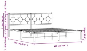 Estrutura de cama em metal com cabeceira 180x200 cm preto