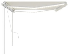 Toldo automático com LED e sensor de vento 5x3 m cor creme