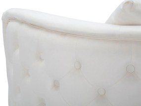 Poltrona "Bucarest" – Poltrona Estofada Creme com Pernas Douradas e Al