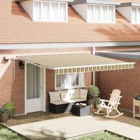 Toldo Retrátil Manual vidaXL com LED Verde e Amarelo 400x350 cm
