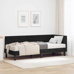 vidaXL Estrutura de Cama de Canto com Colchão 2 pcs Preto Veludo